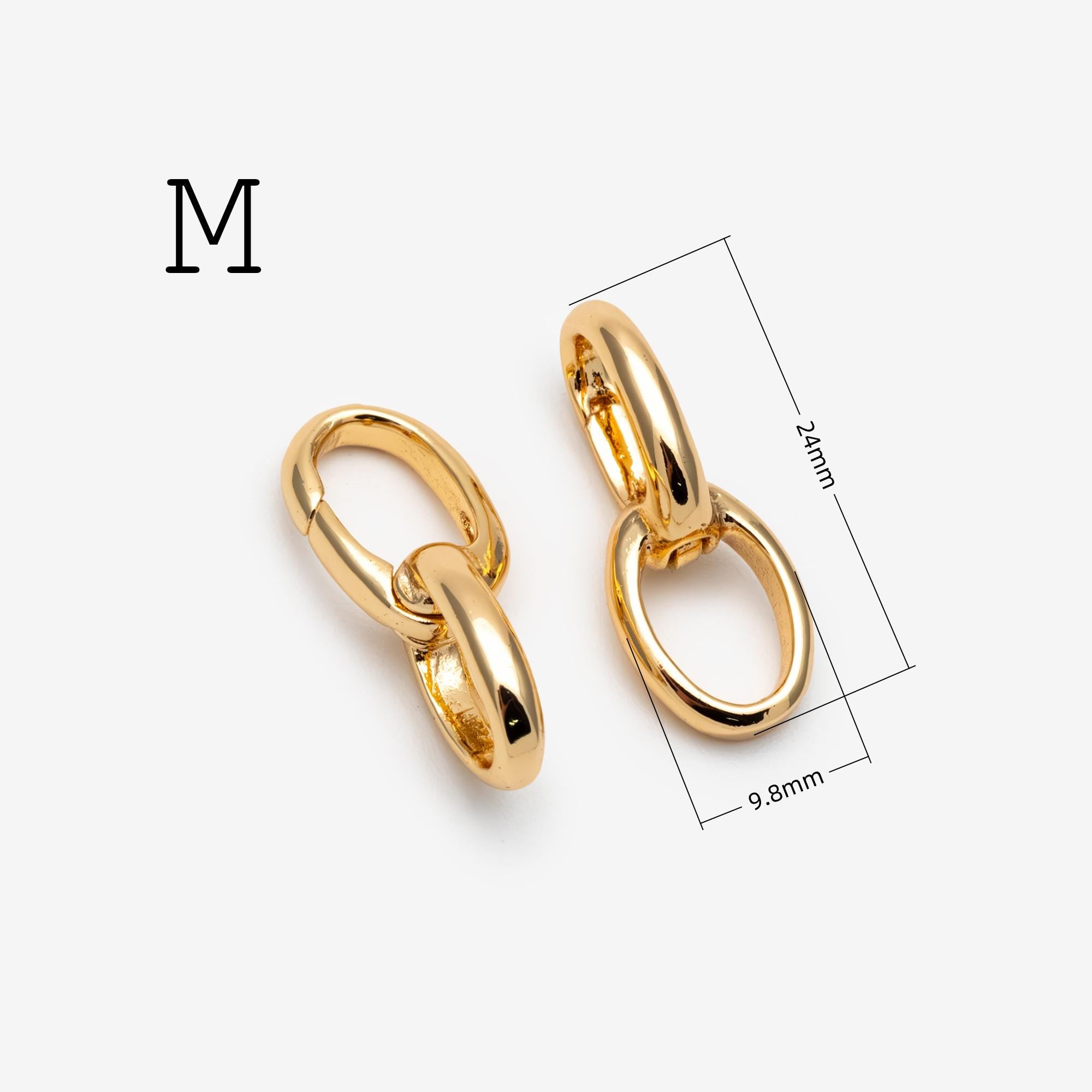 4pcs Gold Necklace Clasp, Oval Spring Gate Ring , Oval Gate Ring, Gold plated Brass Basic Supplies (GB-1831)